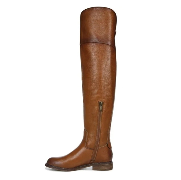 Stylish Franco Sarto x Anthro Cognac Leather OTK Boots - Picture 6 of 11